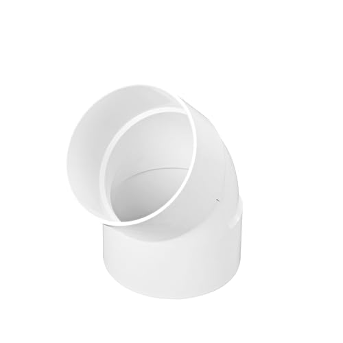 NDS 6P03 PVC 45-Degree Elbow, 6-Inch, for Hub X Hub Solvent-Weld Connections, for Use with 6-Inch Sewer and Drain Pipe, White - Image 1