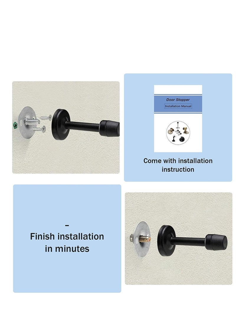 SYOSI Door Stopper Black Stop Wall Mount with Rubber Bumper Tip for Sound Dampening Doorstop Protector Indoor Outdoor 2 Pack - Image 4