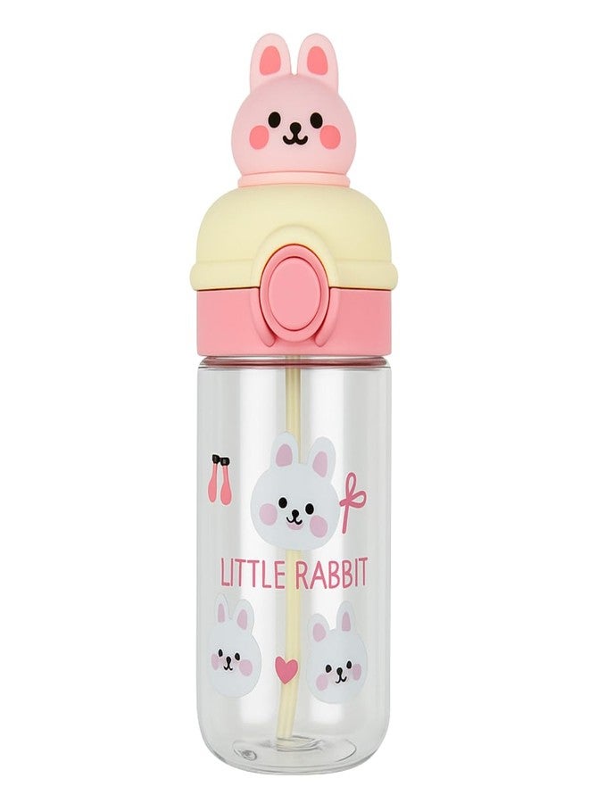 GUCHIGU Kids Sipper Bottle with Straw for Baby | Leak-Proof, BPA-Free Water Bottle with Cute Design Lid | Easy Grip, 360° Drinking | Baby Toddler Water Sipper Cup (Pink-White, 550ml) - Image 1
