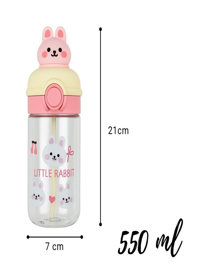 GUCHIGU Kids Sipper Bottle with Straw for Baby | Leak-Proof, BPA-Free Water Bottle with Cute Design Lid | Easy Grip, 360° Drinking | Baby Toddler Water Sipper Cup (Pink-White, 550ml) - Image 4