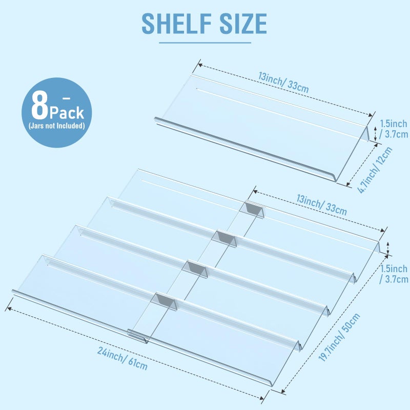 Suneerplay Spice Drawer Organizer 8 Tier  Acrylic Seasoning Organizer Rack  Clear Spice Rack Tray  Kitchen Seasoning Jars Drawers Insert (Jars Not Included/Expandable From 13"" To 26"") - Image 2