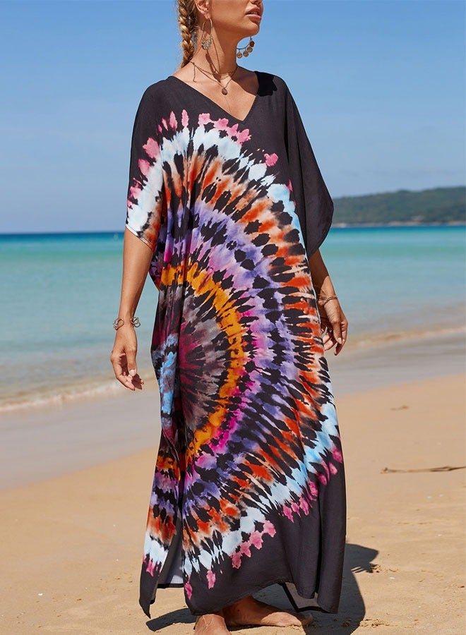 Kaftan Dresses for Women Plus Size Lightweight Swimsuit Cover up V Neck Summer Bathing Suit Caftan Loungewear Beach Dress - Image 5