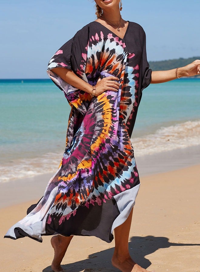 Kaftan Dresses for Women Plus Size Lightweight Swimsuit Cover up V Neck Summer Bathing Suit Caftan Loungewear Beach Dress - Image 4