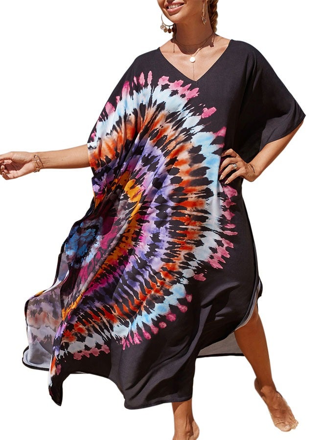 Kaftan Dresses for Women Plus Size Lightweight Swimsuit Cover up V Neck Summer Bathing Suit Caftan Loungewear Beach Dress - Image 1