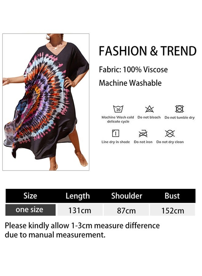 Kaftan Dresses for Women Plus Size Lightweight Swimsuit Cover up V Neck Summer Bathing Suit Caftan Loungewear Beach Dress - Image 2