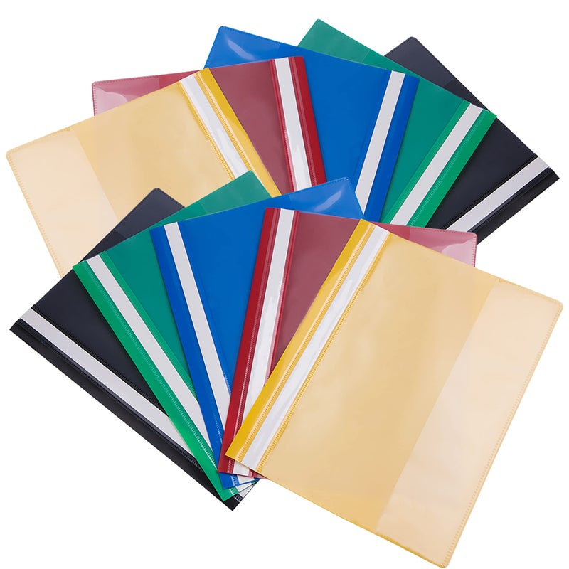 10 Pcs A4 Project Folder Plastic Wallets Presentation Project Folders Report Document Organiser Holder Case Plastic Document Files Transparent Cover Color Two Hole Binding Blip Assorted 5 Colours