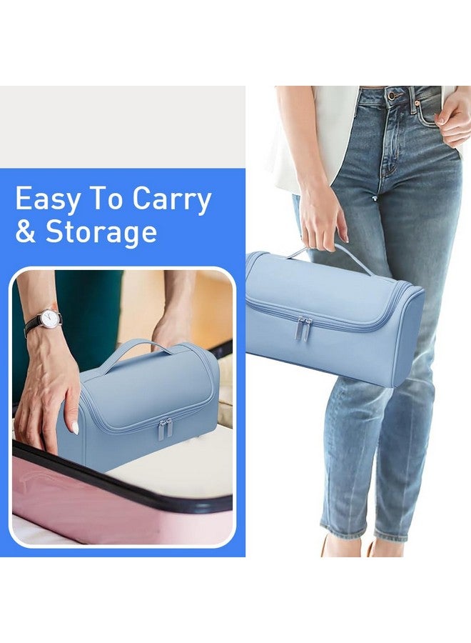 MAYCREATE Polyurethane (PU) Travel Storage Bag For Dyson Air Wrap Holder Hair Styler Organizer For Airwrap Attachments Portable Storage Bag With Hanging Hook, Blue(Bag Only) - Image 5