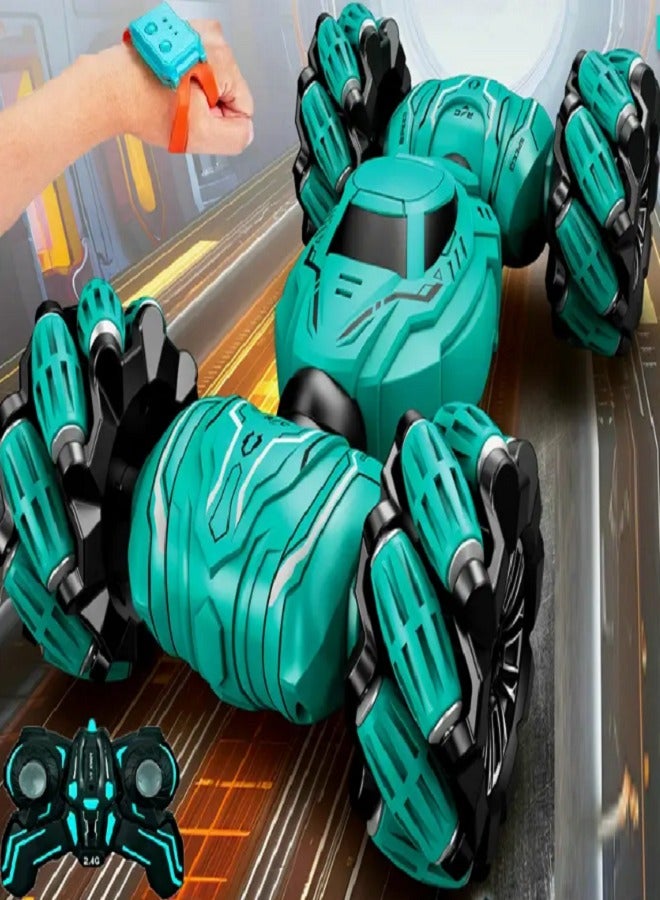 Machine Flippable Stunt Drift, Remote Control Controlled Stunt Car 27cm, with Manual Control (Blue) - Image 2