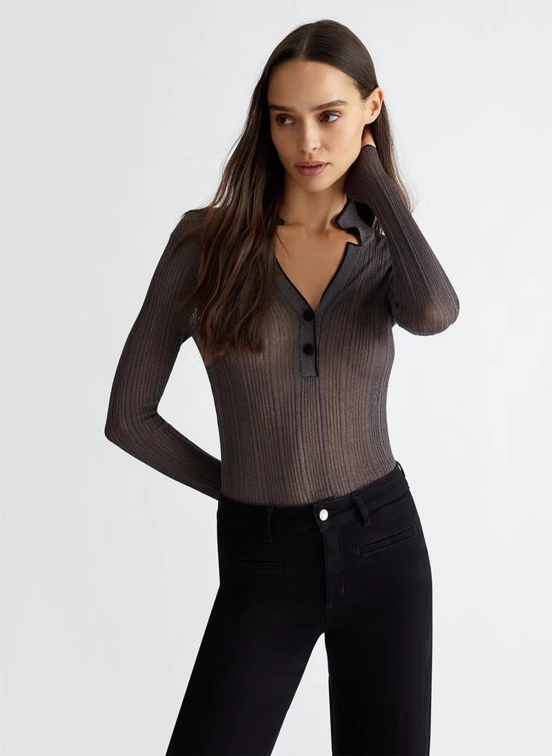 Liu Jo Lurex® knit polo-shirt
