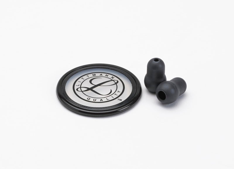 3M Littmann طقم قطع غيار سماعة 3M ليتمان - أسود، متوافق مع ماستر كلاسيك II، يشمل نصائح أذن ناعمة محكمة الإغلاق، غشاء قابل للتعديل وحافة، غلاف جرس غير بارد، 40022 - Image 1