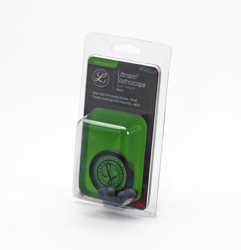 3M Littmann طقم قطع غيار سماعة 3M ليتمان - أسود، متوافق مع ماستر كلاسيك II، يشمل نصائح أذن ناعمة محكمة الإغلاق، غشاء قابل للتعديل وحافة، غلاف جرس غير بارد، 40022 - Image 2
