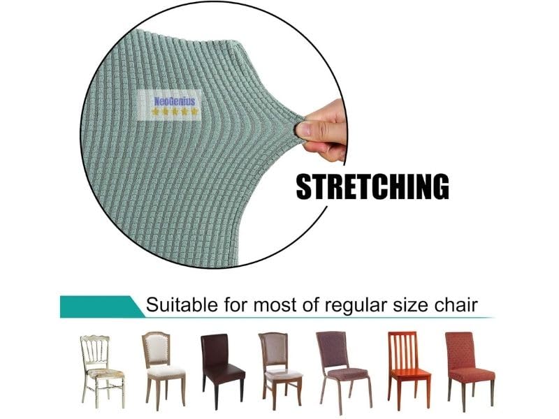 NeoGenius Premium Elegant Dining Chair Covers, Slipcovers Set of 6, Spandex Super Fit Stretch Removable Washable Chair Protectors - for Dining Room (Dining Room Chair Covers_Pea Green, 6) - Image 5
