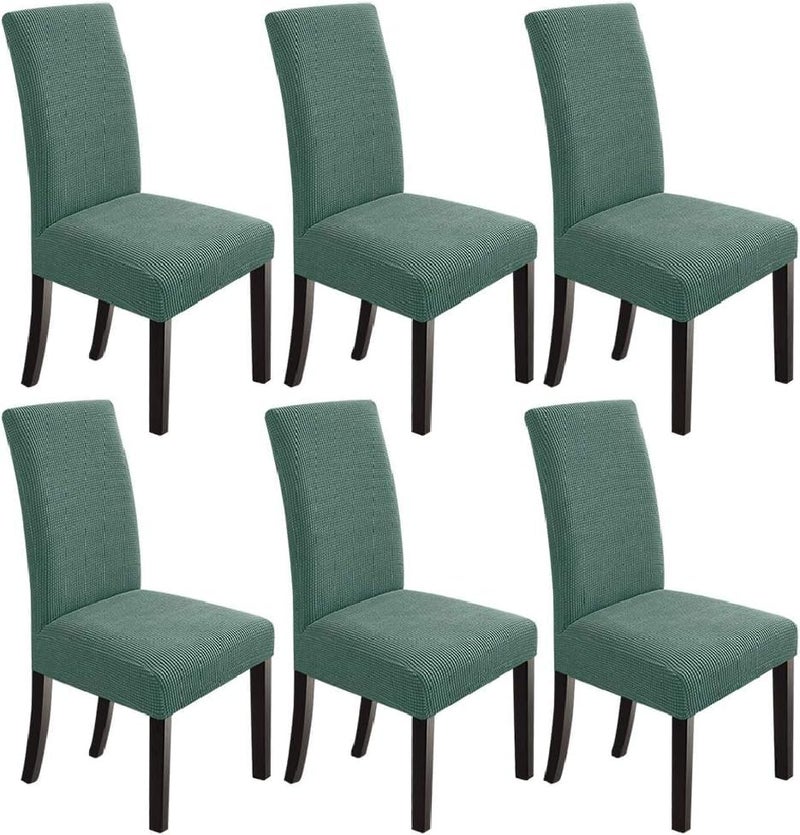 NeoGenius Premium Elegant Dining Chair Covers, Slipcovers Set of 6, Spandex Super Fit Stretch Removable Washable Chair Protectors - for Dining Room (Dining Room Chair Covers_Pea Green, 6) - Image 1