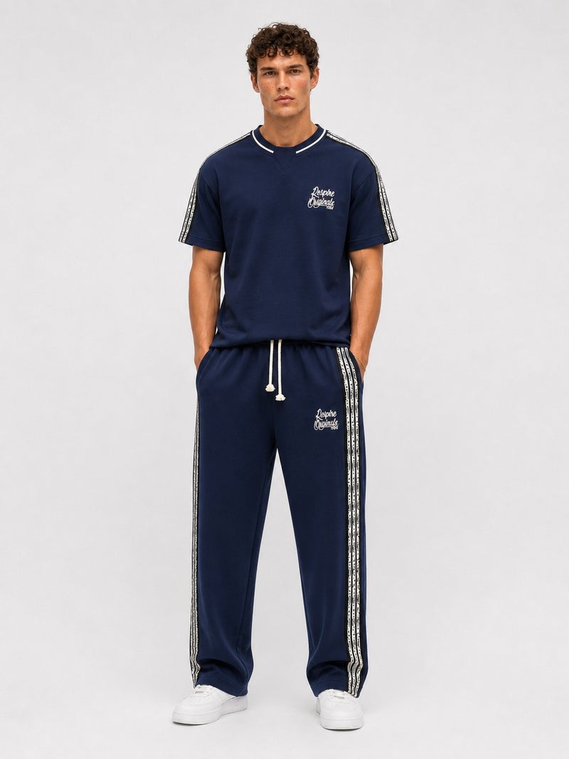 RESPIRE Men's Originals Striped Detail Regular Fit Tracksuit Set Navy Blue - Image 2