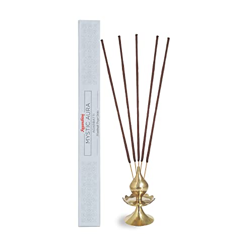 Sugandhim Agarbatti Handmade Prayer Stick Mystic Aura, Woods, 50gms x 1, 35 Sticks, Ayurvedic, Natural Holistic Fragrance, Hand Dipped, Hand Rolled - Image 1