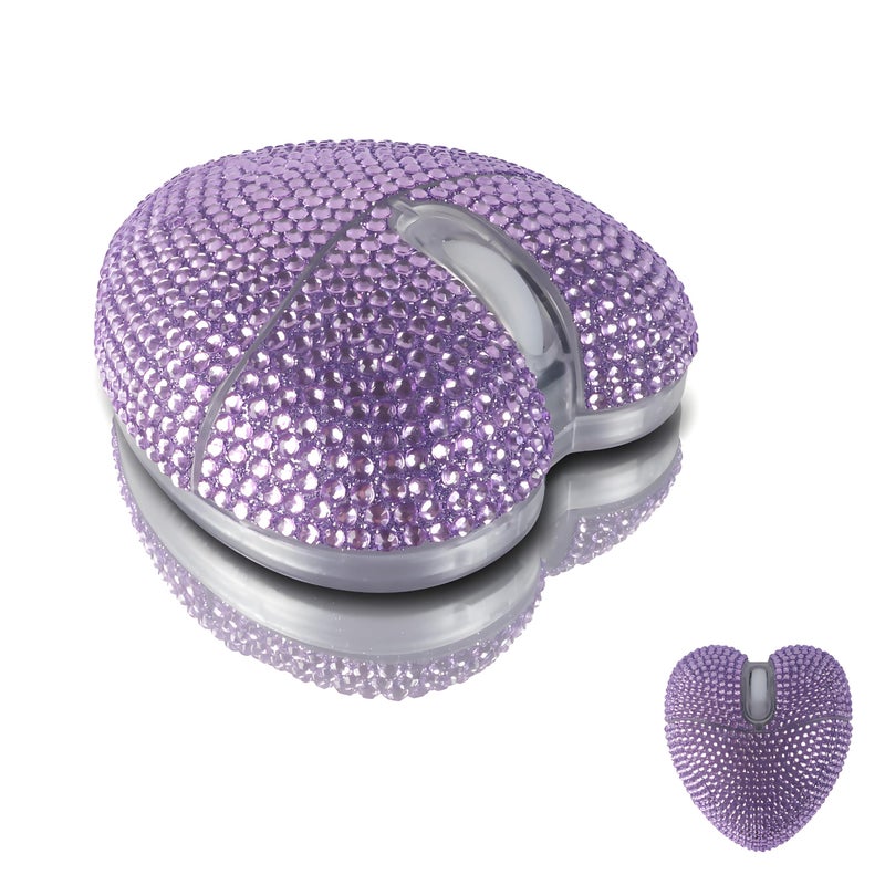 elec Space Wireless Bluetooth Mouse, Silent and Stylish Heart-Shaped Mouse for Laptop, PC - 10m Range (Purple) - Image 1