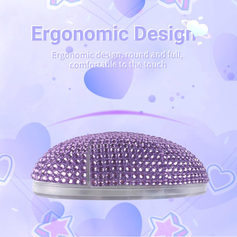 elec Space Wireless Bluetooth Mouse, Silent and Stylish Heart-Shaped Mouse for Laptop, PC - 10m Range (Purple) - Image 3