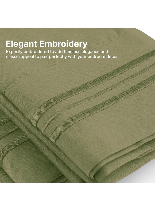 CGK Unlimited King Pillow Cases Set of 2 - Ultra Soft Hotel Quality Pillowcase Covers - Comfy Cozy Bedding for Women, Men, Kids and Teens - Machine Washable Pillow Protectors - 2 Pieces Set - King Size Sage Green  - Image 3
