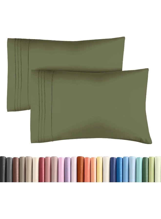 CGK Unlimited King Pillow Cases Set of 2 - Ultra Soft Hotel Quality Pillowcase Covers - Comfy Cozy Bedding for Women, Men, Kids and Teens - Machine Washable Pillow Protectors - 2 Pieces Set - King Size Sage Green  - Image 1