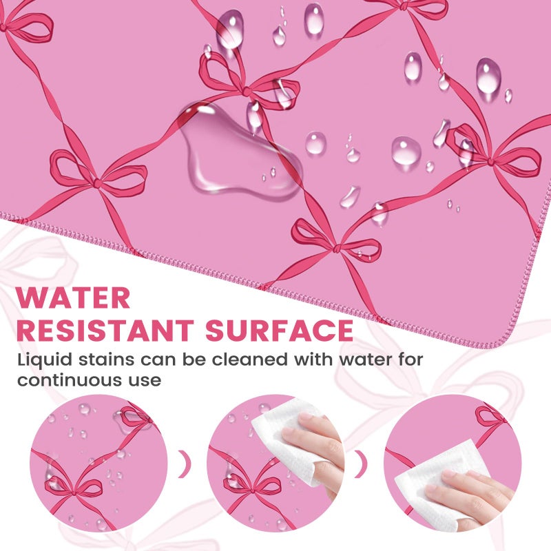 iCasso Desk Mat for Keyboard and Mouse, Large Mouse Pad for Desk, Desk Matt for Desktop, Desk Pad Mat, Anti-Slip Big Mousepad with Stitched Edges for Computer(Woven Bow) - Image 5