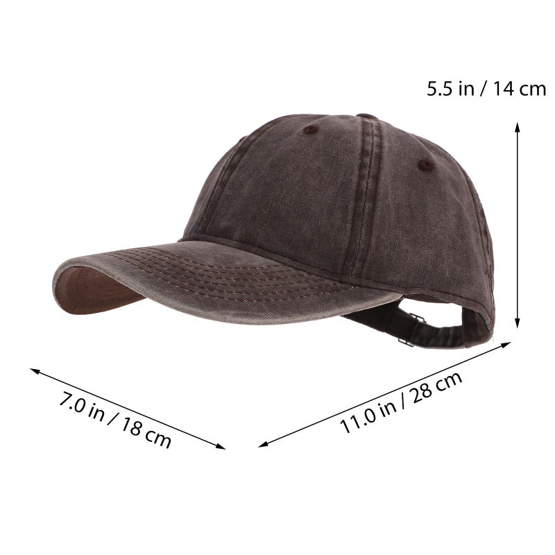 Vintage Washed Cotton Baseball Cap For Women Soft Unstructured Hat With Curved Brim Brown - Image 3
