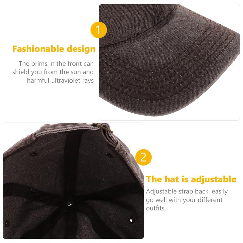 Vintage Washed Cotton Baseball Cap For Women Soft Unstructured Hat With Curved Brim Brown - Image 4