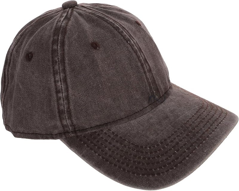 Vintage Washed Cotton Baseball Cap For Women Soft Unstructured Hat With Curved Brim Brown - Image 1