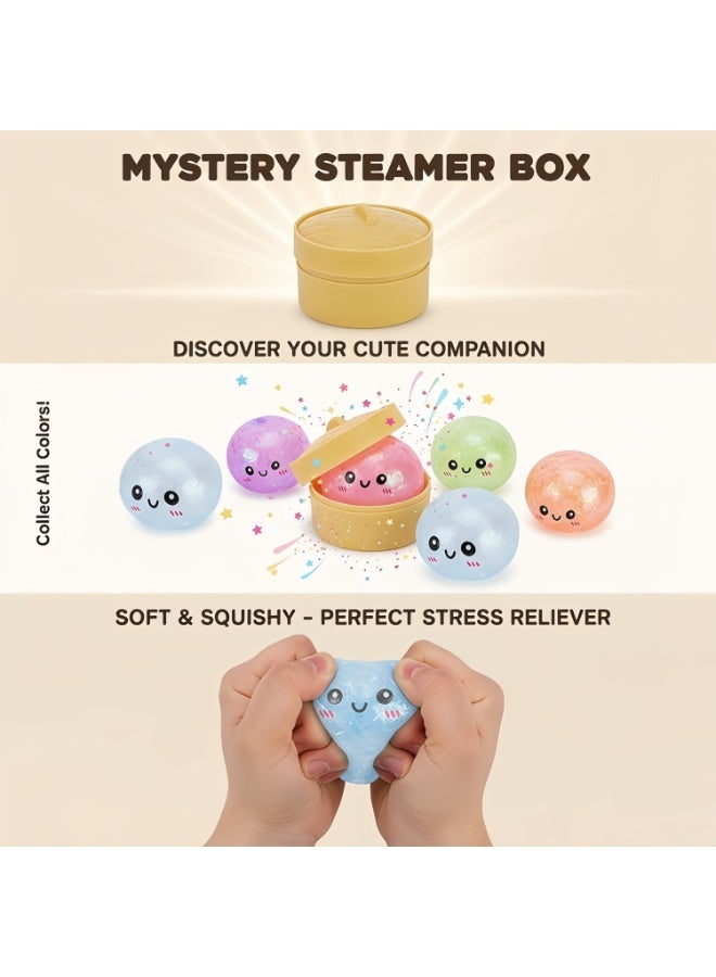 12 Pcs Glitter Dumpling Advent Calendar, Mini Real Bun Mystery Dumplings Set – Stress Relief Fidget Toy Pack Box - Image 3