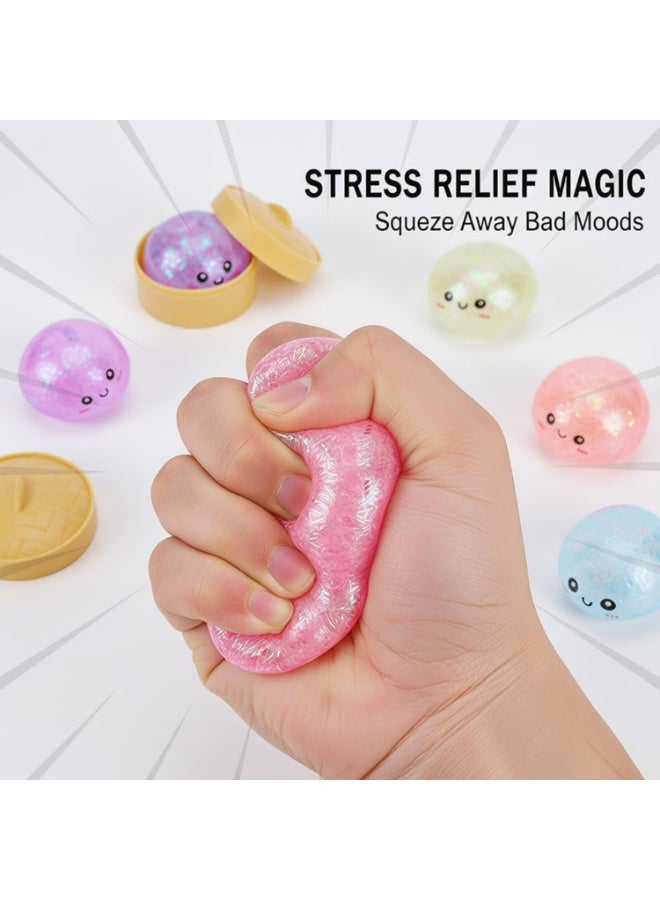 12 Pcs Glitter Dumpling Advent Calendar, Mini Real Bun Mystery Dumplings Set – Stress Relief Fidget Toy Pack Box - Image 2