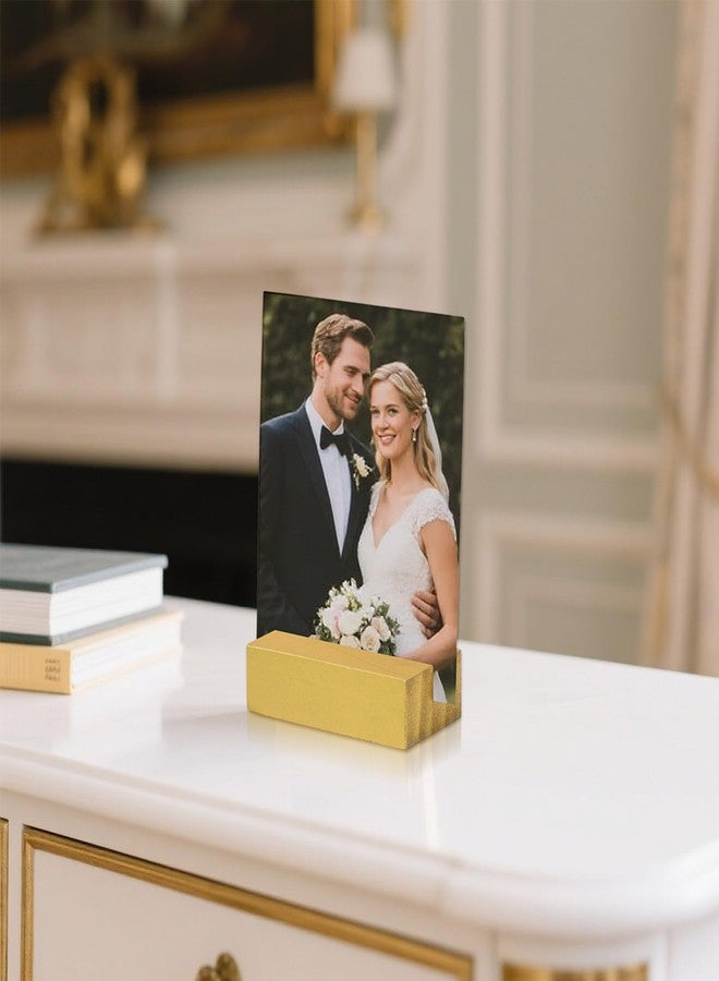 Zonon 12 Pcs Wood Place Card Holders Wooden Table Number Holder Stands Name for Wedding Party Events Exhibition Decoration Office Restaurant Business(Gold,Card 3 x 1.6 x 0.8 Inch) - Image 4