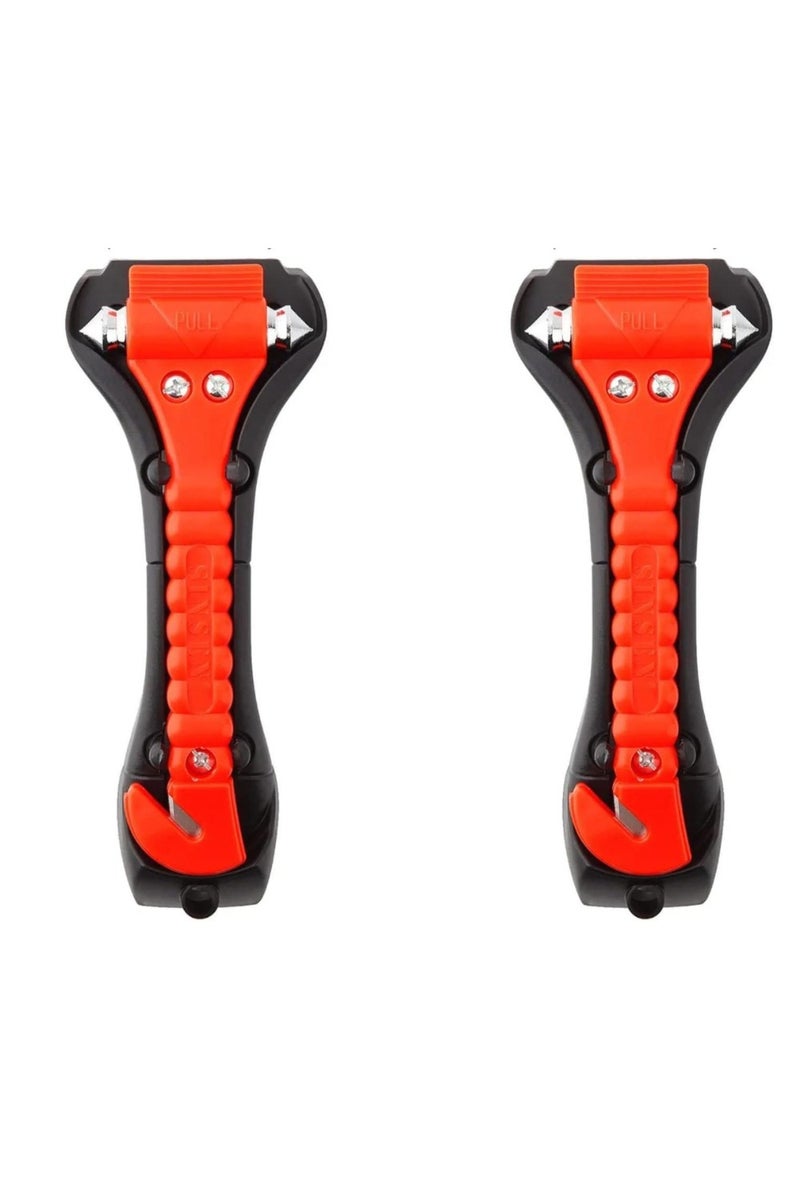 Car Safety Hammer Emergency Escape Tool with Seat Belt Cutter and Vehicle Window Glass Breaker (Pack of 2)  - Image 1