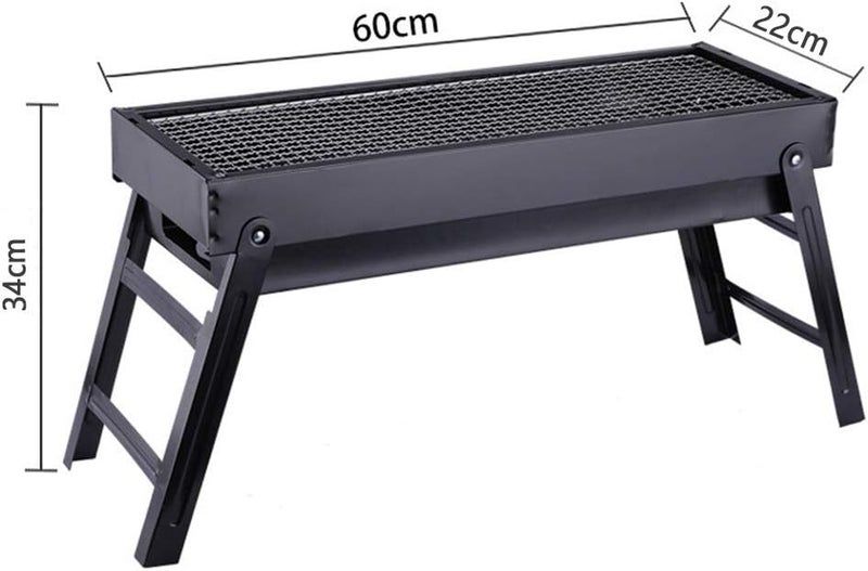 Yolu Portable Folding Charcoal Barbecue Grill Stainless Steel Thickened BBQ Grill for Home Garden Backyard Tailgate Party Camping Picnic Cooking, Barbecue Outdoor Tools Stainless Steel Oven, black - Image 3