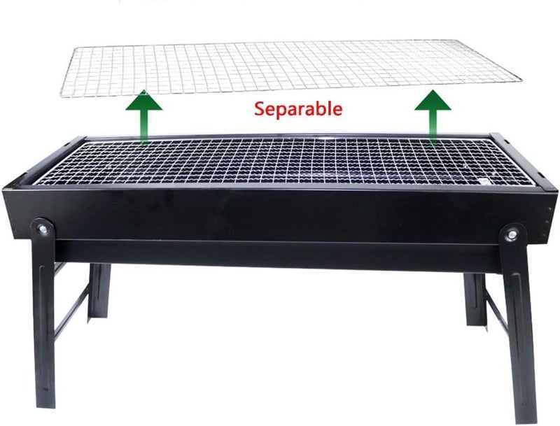 Yolu Portable Folding Charcoal Barbecue Grill Stainless Steel Thickened BBQ Grill for Home Garden Backyard Tailgate Party Camping Picnic Cooking, Barbecue Outdoor Tools Stainless Steel Oven, black - Image 2