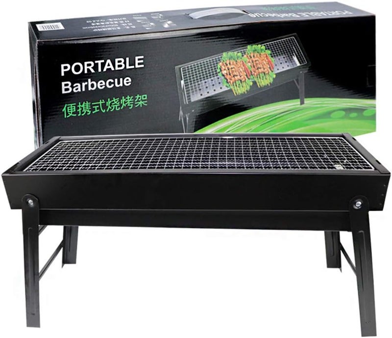Yolu Portable Folding Charcoal Barbecue Grill Stainless Steel Thickened BBQ Grill for Home Garden Backyard Tailgate Party Camping Picnic Cooking, Barbecue Outdoor Tools Stainless Steel Oven, black - Image 1