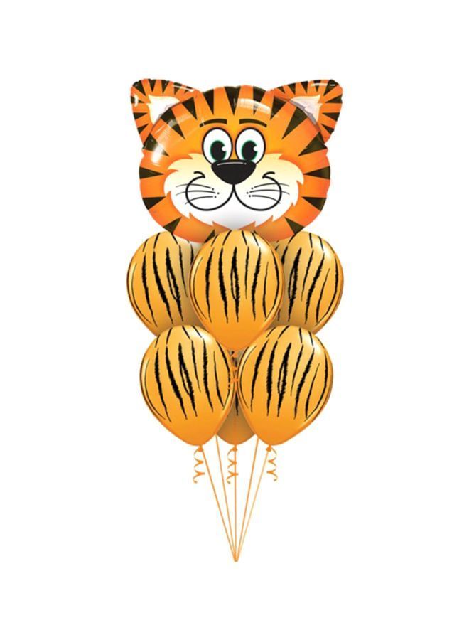 NIBEMINENT 7-Piece Tiger Foil Head And Latex Balloon Set 76x28cm - Image 1