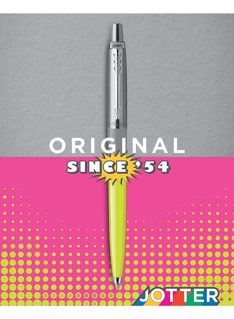 Parker Jotter Originals Ballpoint Pen - Lime Green Finish - 60s Pop Art Collection - Blue Ink - Gift Boxed - Image 4