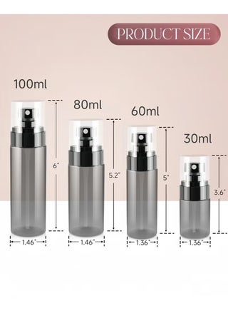 4PCS Spray Bottle Set, Small Spray Bottle, Empty Clear Fine Mist Spray Bottles, Travel Spray Bottles, Refillable Liquid Containers for Cleaning, Perfume, Skin Care, Hair, Gardening (Black) - view 2