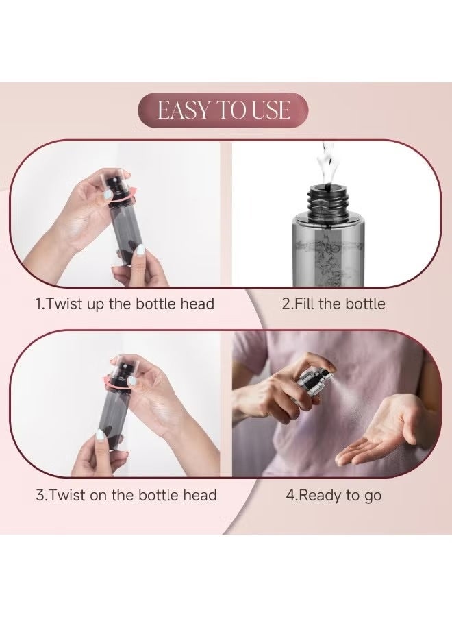 LUMYA 4PCS Spray Bottle Set, Small Spray Bottle, Empty Clear Fine Mist Spray Bottles, Travel Spray Bottles, Refillable Liquid Containers for Cleaning, Perfume, Skin Care, Hair, Gardening (Black) - Image 3