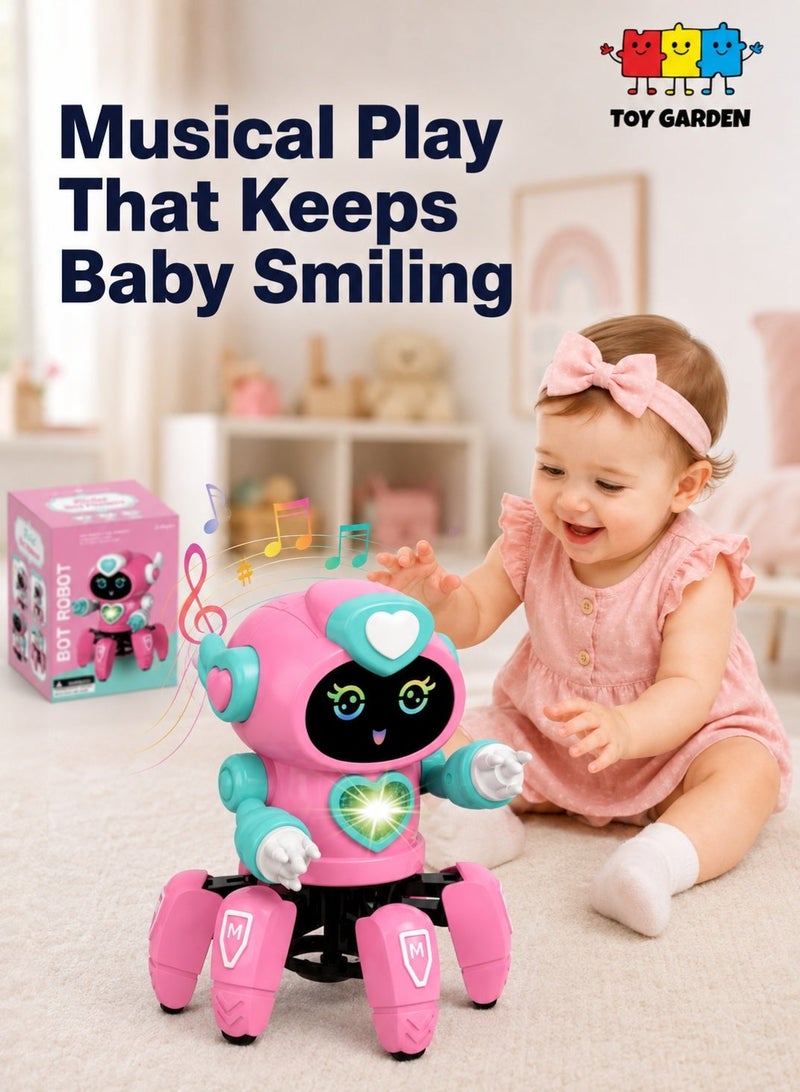TOY GARDEN Bot Robot Pioneer Colorful Lights and Music All Direction Movement Dancing Robot Toys for Boys and Girls (PINK) - Image 1