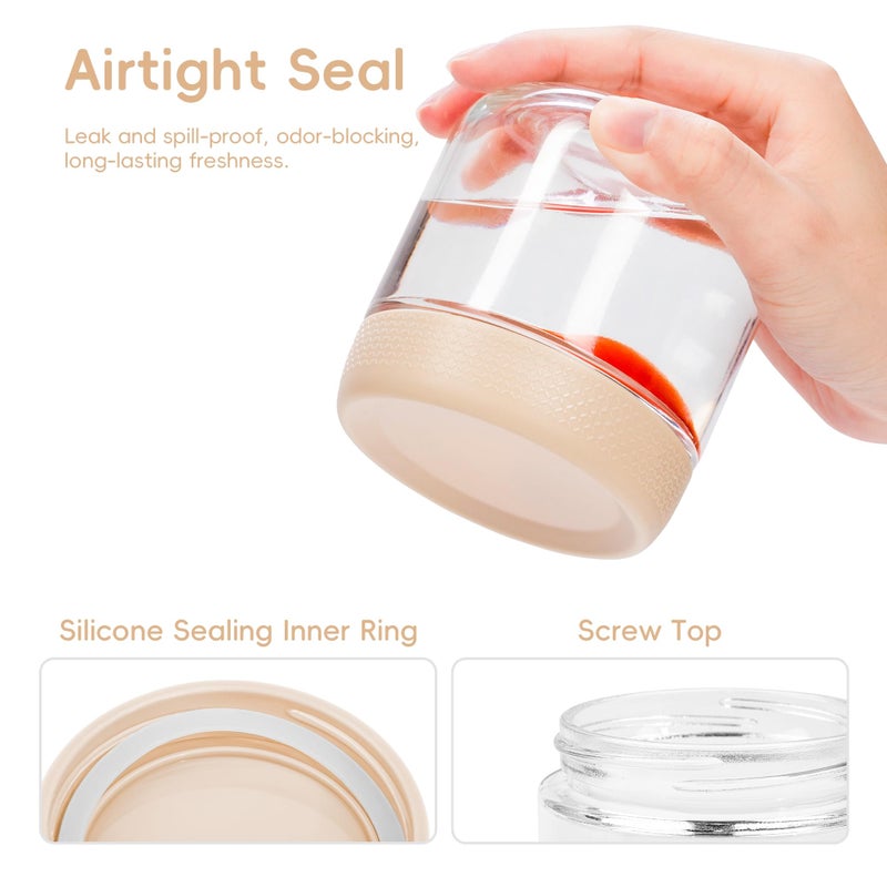 Gemice 6-Pack 10 oz Overnight Oats Containers with Lids and Silicone Sleeves, Glass Mason Jars with Airtight Lid, Dishwasher Safe, Wide Mouth Chia Seed Pudding Meal Prep Jar for Yogurt Berries Snack - Image 5