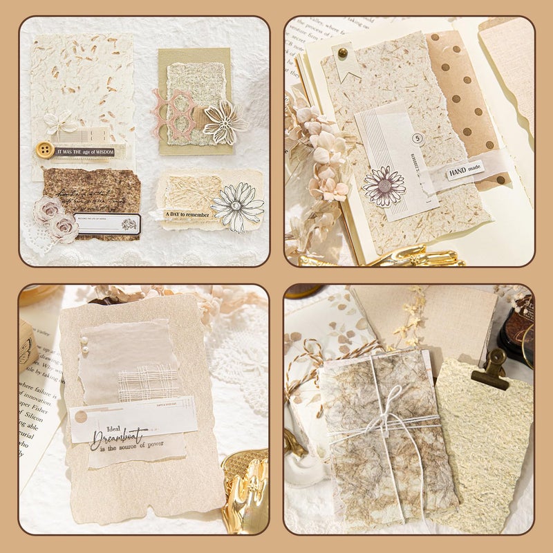 NPCSWXQ 168Pcs Scrapbook Supplies Kit Textured Paper, Rice Paper For Scrapbooking Paper,Junk Journal Supplies,Decorative Decoupage Card Making Supplies,And DIY Mixed Media Collage Card,Vintage Wall Decor - Image 5