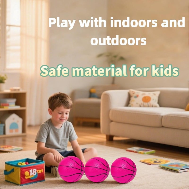 INTOWIND Mini Basketballs 3 Pack - 7inch Small Basketball Size 3 Set with Pump Needle - Ideal for Mini Hoop, Outdoor & Indoor Play - Kids Basketball Party Favors - Image 2
