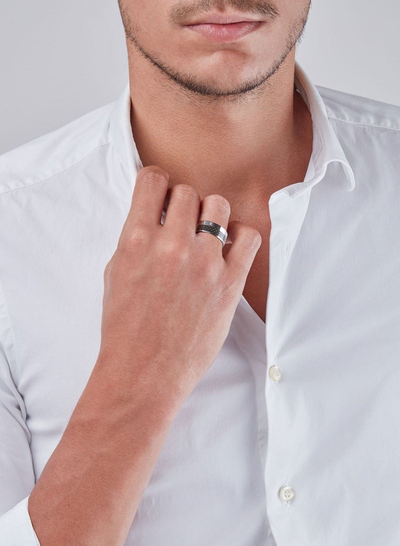 غاي لاروش خاتم غي لاروش من الستانلس ستيل مع ألياف الكربون Sz 60 للرجال ، 4TN013AVB-60 - Image 3