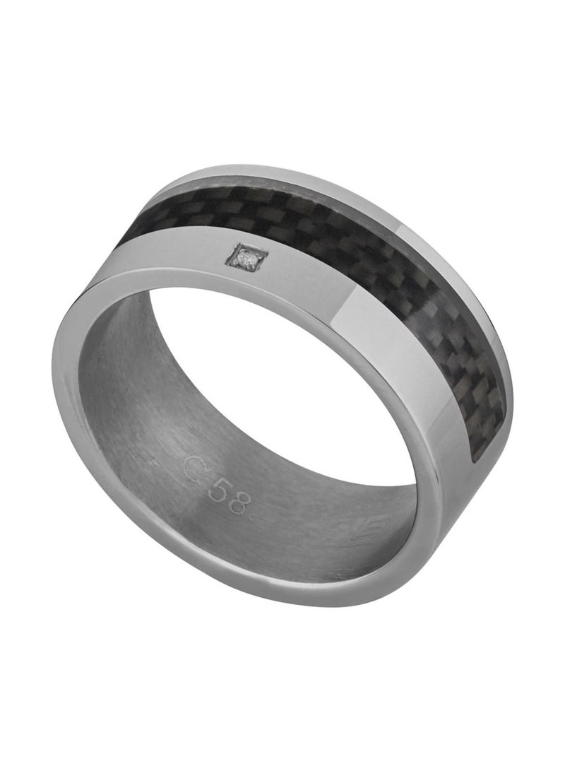 غاي لاروش خاتم غي لاروش من الستانلس ستيل مع ألياف الكربون Sz 60 للرجال ، 4TN013AVB-60 - Image 2