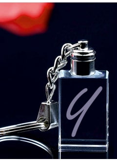 Mert Kristal Mert Crystal Letter Y Keychain, Letter Keychain, Glass Engraved Keychain  - Image 1
