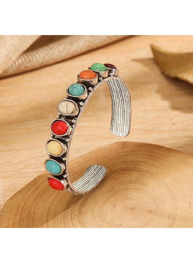 Goolsky سوار بوهيمي ملون باللون التركوازي بتصميم عتيق، مجوهرات يد - Image 1