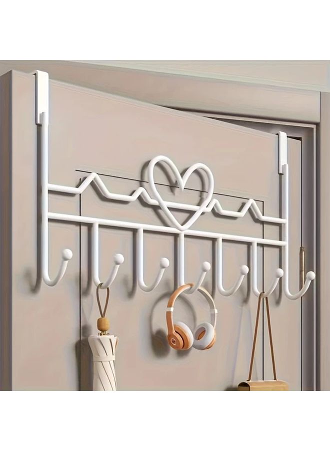 White Space Saving Door Hanging Rack Metal Over The Door Storage Shelf Easy Install Nail Free For Towels Clothes And Hats Kitchen Bathroom Wall Mounted Hook - Image 5