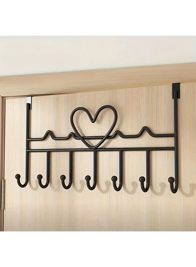 White Space Saving Door Hanging Rack Metal Over The Door Storage Shelf Easy Install Nail Free For Towels Clothes And Hats Kitchen Bathroom Wall Mounted Hook - Image 2
