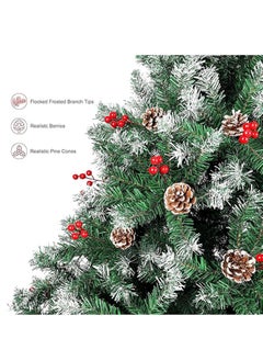 Generic Artificial Tree Holiday Tree Flocked Artificial Tree Spruce Whole Tree with Metal Stand Pine Cones and Berries Suitable for Home Office Party New Year Decoration (A)  - Image 3