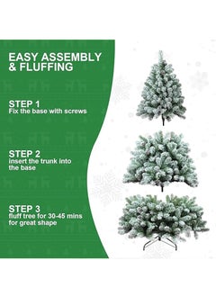 Generic Artificial Tree Holiday Tree Flocked Artificial Tree Spruce Whole Tree with Metal Stand Pine Cones and Berries Suitable for Home Office Party New Year Decoration (A)  - Image 4